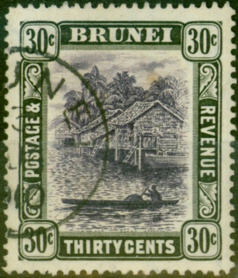 Rare Postage Stamp Brunei 1907 30c Violet & Black SG31 Fine Used