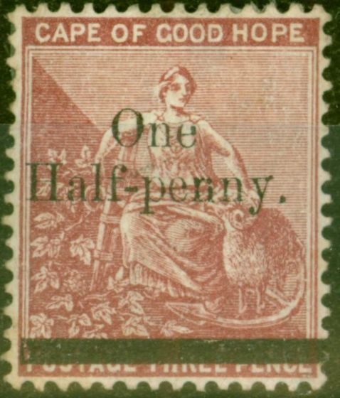 Rare Postage Stamp from Cape of Good Hope 1882 1/2d on 3d Deep Claret SG47 Fine Mtd Mint