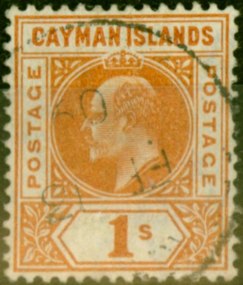 Valuable Postage Stamp from Cayman Islands 1905 1s Orange SG12 Fine Used