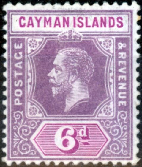 Collectible Postage Stamp from Cayman Islands 1913 6d Dull & Brt Purple SG47 Fine Mtd Mint