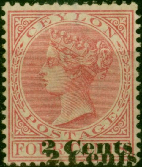 Ceylon 1888 2c on 4c Rose SG211b 'Surcharge Double' Good MM Queen Victoria (1840-1901) Old Stamps