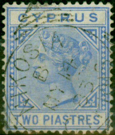 Rare Postage Stamp Cyprus 1881 2pi Blue SG13 Good Used (2)