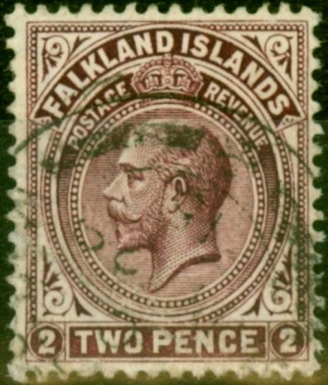 Collectible Postage Stamp from Falkland Islands 1914 2d Deep Reddish Purple SG62a Line Perf Fine Used