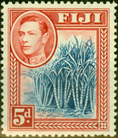 Collectible Postage Stamp from Fiji 1938 5d Blue & Scarlet SG258 Fine Mint Never Hinged