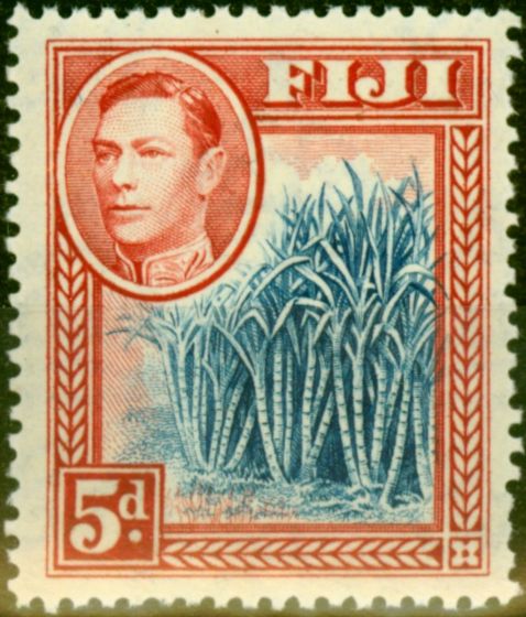Valuable Postage Stamp from Fiji 1938 5d Blue & Scarlet SG258 Fine MNH