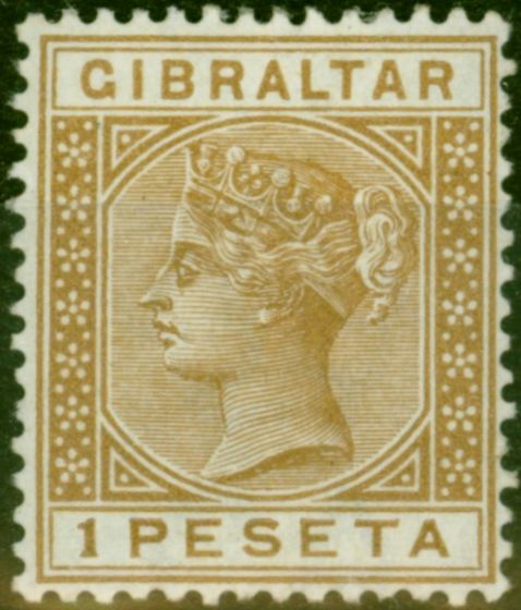 Collectible Postage Stamp Gibraltar 1889 1p Bistre SG30 Fine & Fresh MM