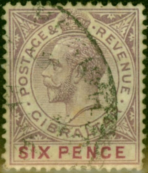 Collectible Postage Stamp Gibraltar 1912 6d Dull Purple & Mauve SG80 Good Used