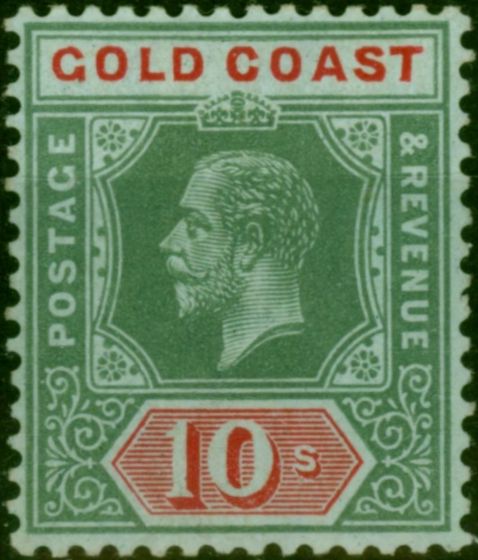 Gold Coast 1916 10s on Blue-Green Olive Back SG83a Fine LMM. King George V (1910-1936) Mint Stamps