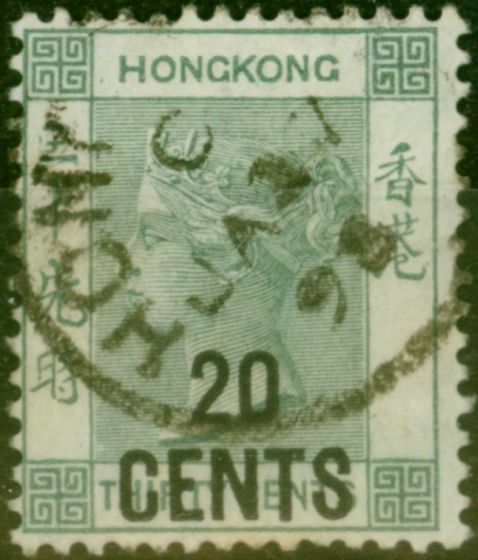 Collectible Postage Stamp from Hong Kong 1891 20c on 30c Grey-Green SG45a Fine Used Stamp