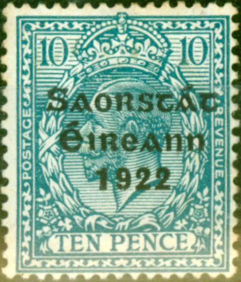 Valuable Postage Stamp from Ireland 1922 10d Turquoise-Blue SG62 Fine Mtd Mint