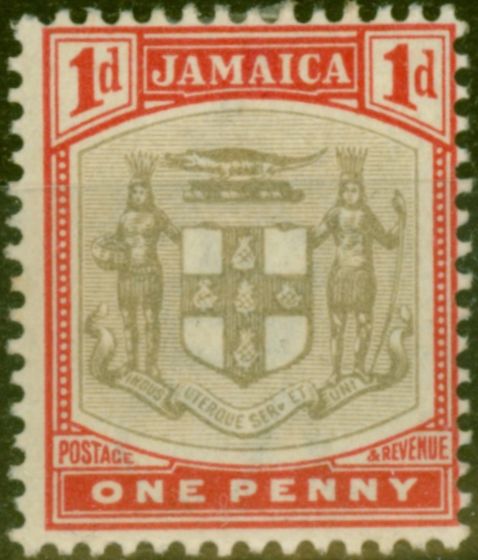 Old Postage Stamp from Jamaica 1903 1d Grey & Carmine SG34a SER.ET Error Fine Mtd Mint