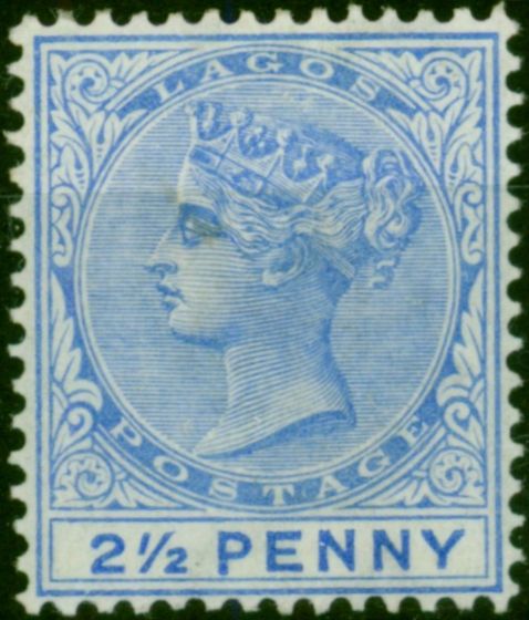 Old Postage Stamp from Lagos 1887 2 1/2d Blue SG31b Fine Mtd Mint
