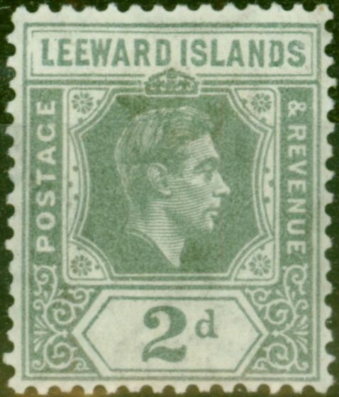 Rare Postage Stamp Leeward Islands 1942 2d Slate-Grey SG103bVar 'Broken Frame' Top Left Fine LMM