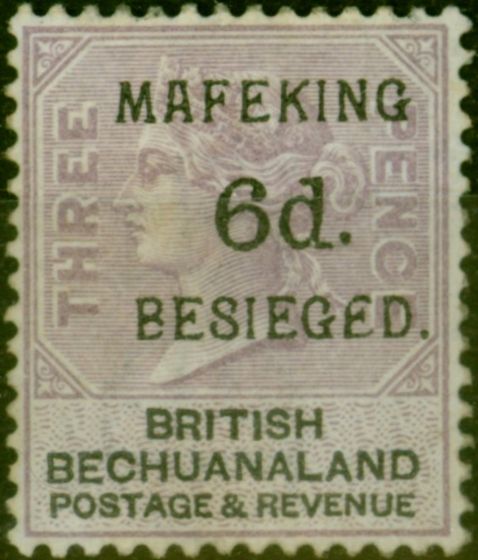 Collectible Postage Stamp Mafeking 1900 6d on 3d Lilac & Black SG10 Fine MM