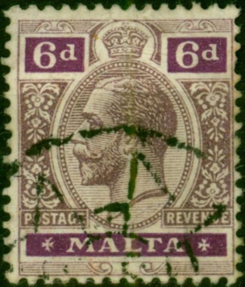 Malta 1918 6d Dull Purple & Magenta SG80a Fine Used  King George V (1910-1936) Rare Stamps