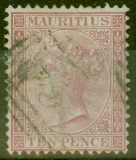 Old Postage Stamp from Mauritius 1872 10d Maroon SG67 Fine Used