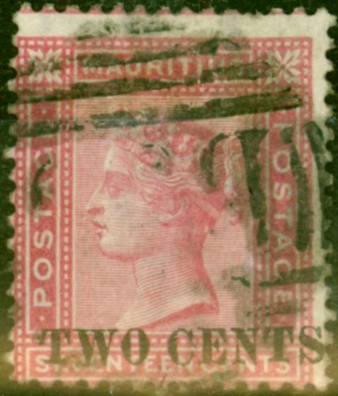 Rare Postage Stamp from Mauritius 1891 2c on 17c Rose SG119 Good Used