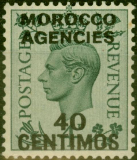 Rare Postage Stamp Morocco Agencies 1940 40c on 4d Grey-Green SG169 Fine MNH
