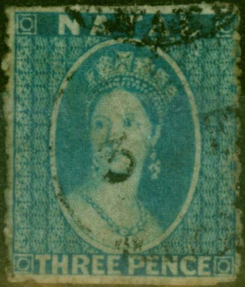 Valuable Postage Stamp Natal 1861 3d Blue SG12 Good Used