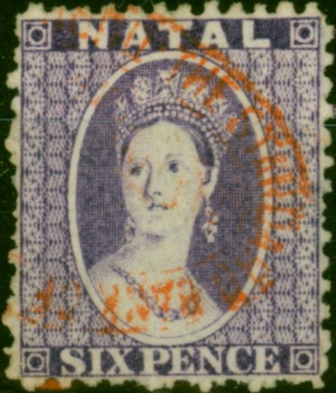 Rare Postage Stamp Natal 1863 6d Lilac SG23 Fine Used (3)