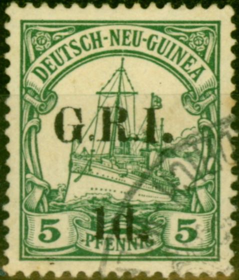 Rare Postage Stamp from New Guinea 1914 1d on 5pf Green SG17 Fine Used
