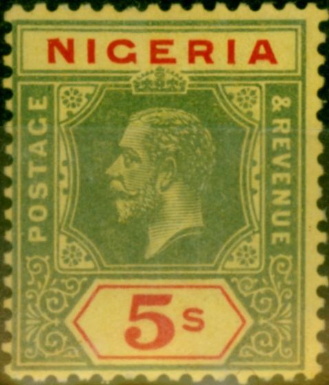 Valuable Postage Stamp Nigeria 1915 5s Lemon Back SG10a Fine LMM