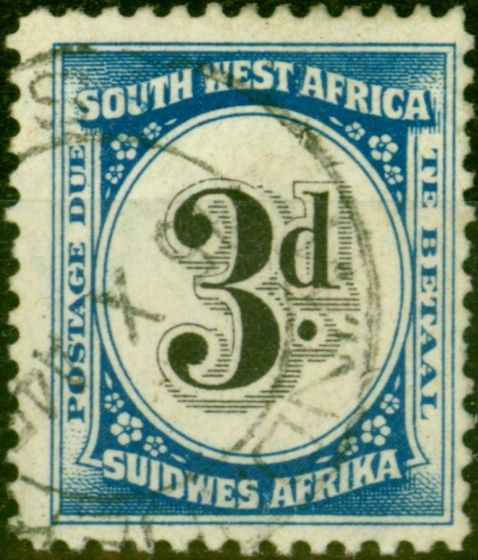 Rare Postage Stamp from South West Africa 1931 3d Black & Blue SGD50 Fine Used