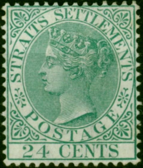 Straits Settlements 1867 24c Blue-Green SG16 Fine & Fresh LMM . Queen Victoria (1840-1901) Mint Stamps