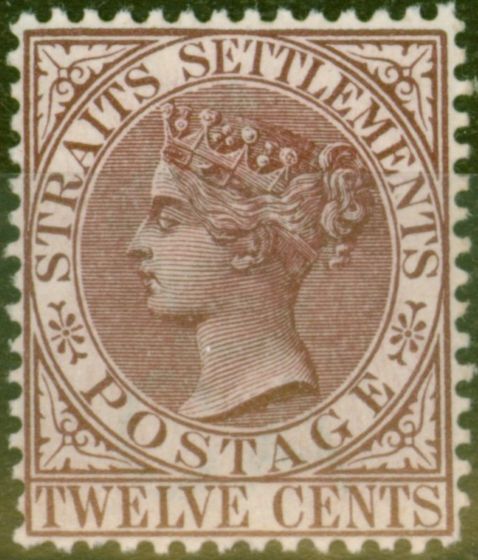 Old Postage Stamp from Straits Settlements 1883 12c Brown-Purple SG67 Superb Very Lightly Mtd Mint