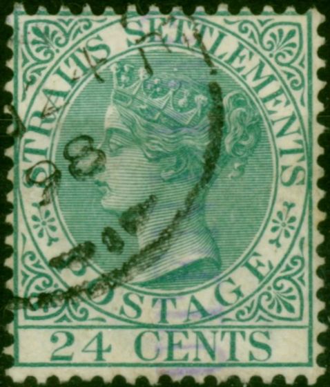 Straits Settlements 1884 24c Blue-Green SG68a Fine Used  Queen Victoria (1840-1901) Old Stamps