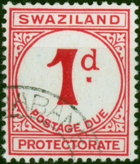 Swaziland 1951 1d Deep Carmine SGD1a Chalk V.F.U . King George VI (1936-1952) Used Stamps