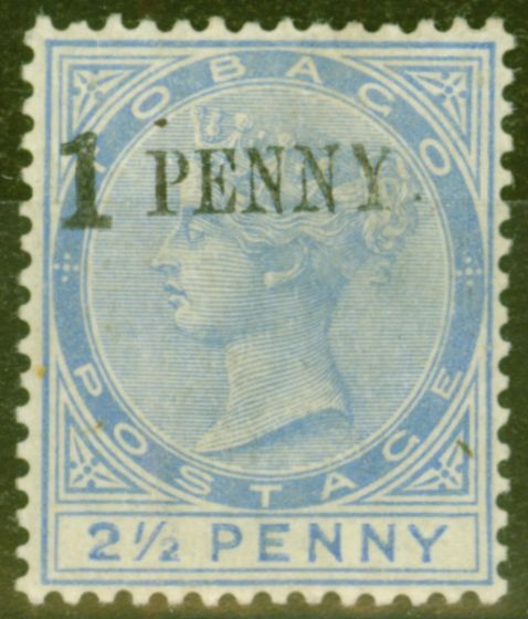 Valuable Postage Stamp from Tobago 1889 1d on 2 1/2d Dull Blue SG29 Fine Mtd Mint