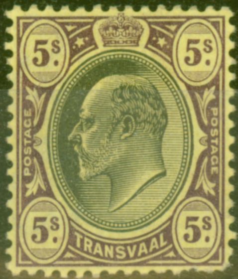 Collectible Postage Stamp from Transvaal 1902 5s Black & Purple-Yellow SG254 Good Mtd Mint
