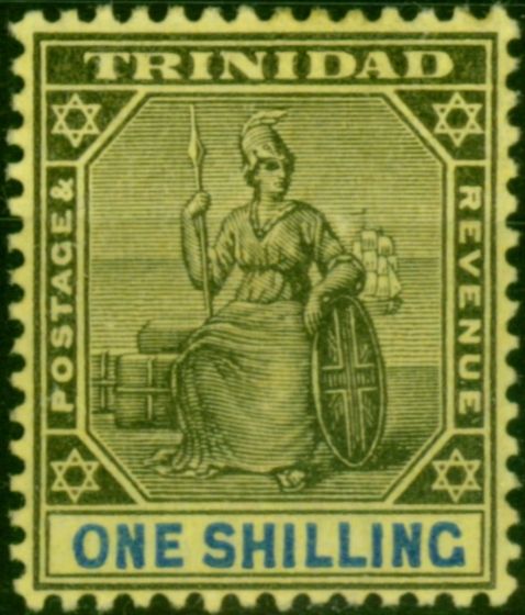 Trinidad 1903 1s Black & Blue-Yellow SG131 Fine & Fresh MM  King Edward VII (1902-1910) Collectible Stamps