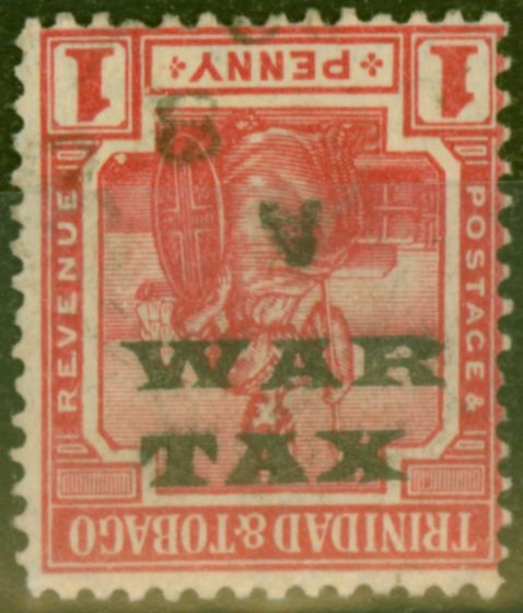 Old Postage Stamp from Trinidad & Tobago 1918 1d Scarlet SG186b Opt Inverted Fine Used