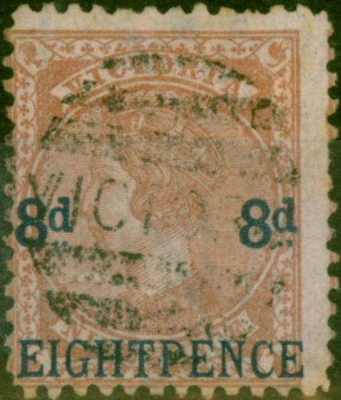 Rare Postage Stamp Victoria 1876 8d on 9d Brown Pink SG191 Fine Used