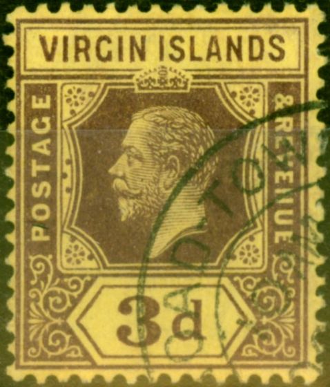 Collectible Postage Stamp from Virgin Islands 1913 3d Purple-Yellow SG73 V.F.U