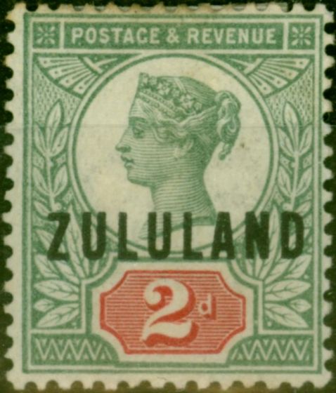 Old Postage Stamp Zululand 1888 2d Grey-Green & Carmine SG3 Good MM (2)
