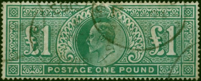 GB 1911 £1 Deep Green SG320 Fine Used . King George V (1910-1936) Used Stamps