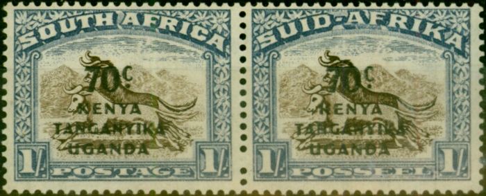 Old Postage Stamp KUT 1942 70c on 1s Brown & Chalky Blue SG154 Fine VLMM 1