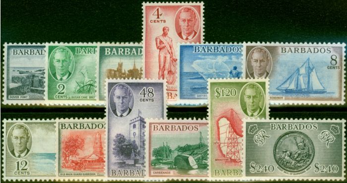 Rare Postage Stamp from Barbados 1950 Set of 12 SG271-282 Fine MNH