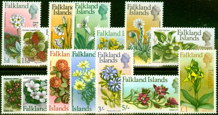 Old Postage Stamp from Falkland Islands 1968 Set of 14 SG232-245 Fine Lightly Mtd Mint