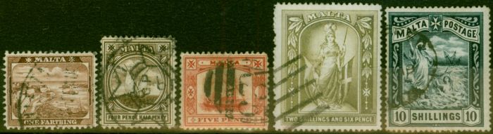 Collectible Postage Stamp Malta 1899-1901 Set of 5 SG31-35 Fine Used