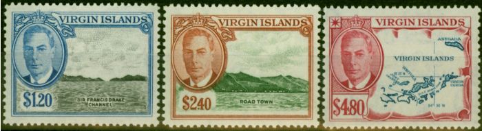 Valuable Postage Stamp Virgin Islands 1952 Set of 3 Top Values SG145-147 Fine LMM
