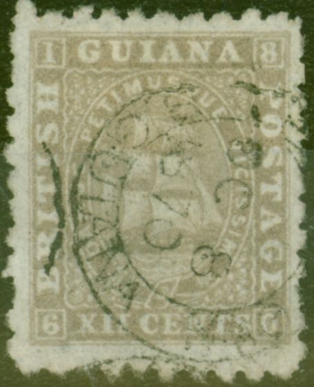 Old Postage Stamp from British Guiana 1867 12c Pale Lilac SG97 P.10 Fine Used Ex- Fred Small