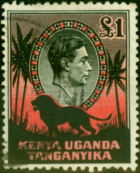 Collectible Postage Stamp from K.U.T 1938 £1 Black & Red SG150b P.11.75 x 13 Good Used