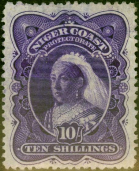 Old Postage Stamp Niger Coast 1898 10s Deep Violet SG74 Good MM