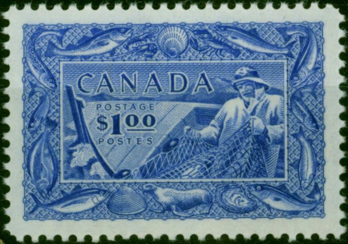Canada 1951 $1 Ultramarine SG433 Fine & Fresh LMM . King George VI (1936-1952) Mint Stamps