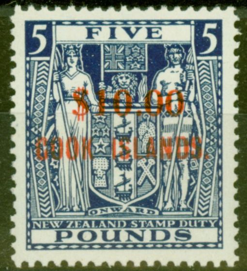 Valuable Postage Stamp from Cook Islands 1967 $10 on £5 Blue SG221 Very Fine MNH