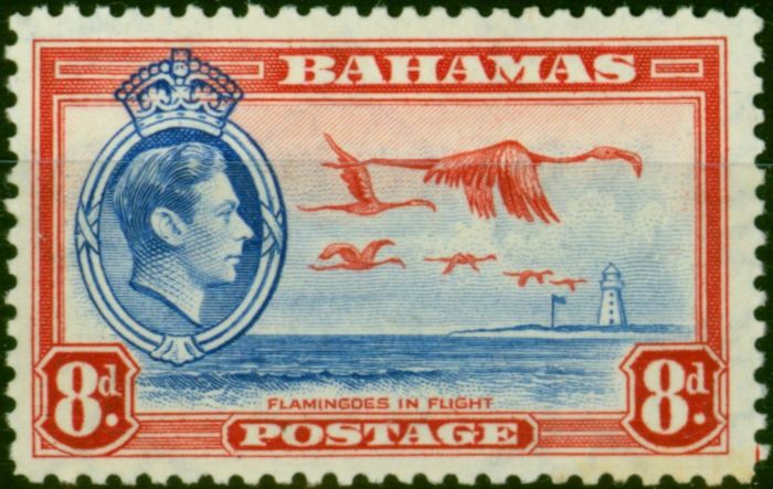 Collectible Postage Stamp Bahamas 1938 8d Ultramarine & Scarlet SG160 Fine LMM